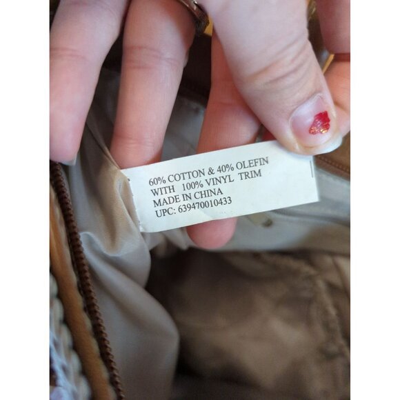 Vintage Woven Striped Shoulder Bag Beige Cream Green Pink - Picture 6 of 8